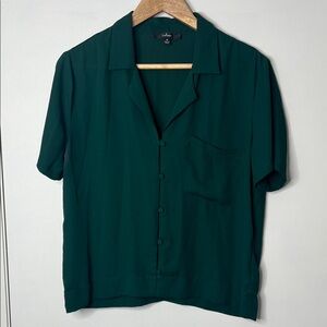 Lulus Dark Green Button Down Blouse